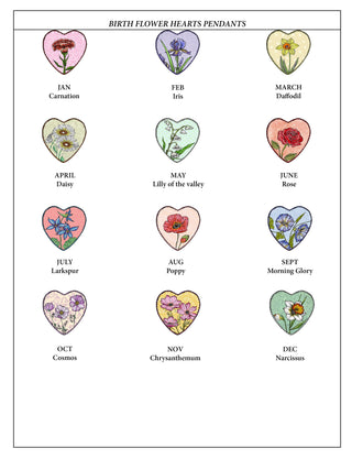 Birth Flower Heart Charm Necklace