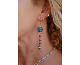 Spirit Lala: Tri-Drop Chain Earrings in Hummingbird
