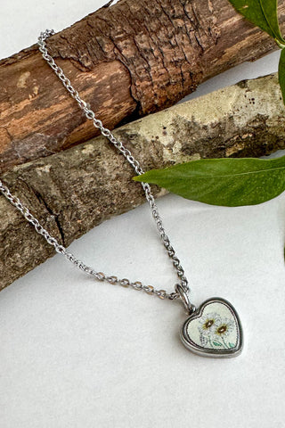 Birth Flower Heart Charm Necklace
