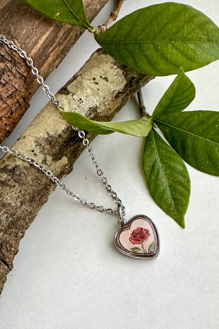Birth Flower Heart Charm Necklace