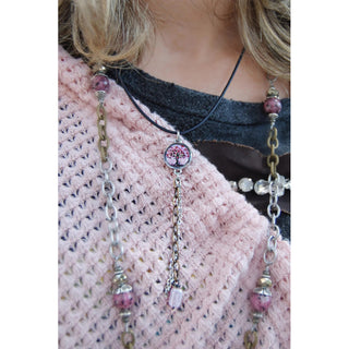 Pink Tree Chain Drop Pendant Necklace