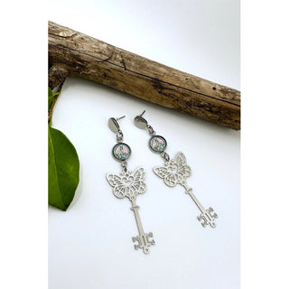 Peace Sign Butterfly Key Drop Earrings