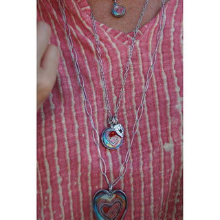 Abstract Heart Pendant Charm Set Necklace