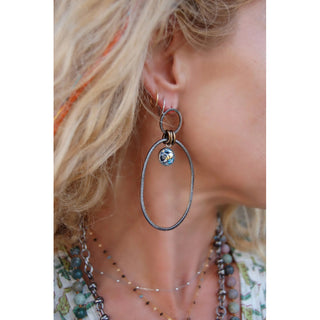Small Art Raven Double Circle Earrings
