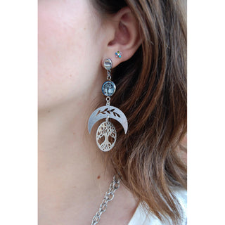 Tree Of Life Dark Blue Tree Drop Earrings