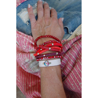 Abstract Heart Leather Pendant Bracelet