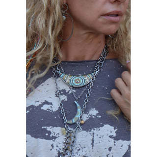 Green Sunflower Arc Necklace