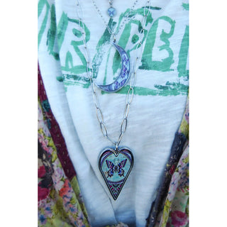 Large Butterfly Heart Pendant Necklace