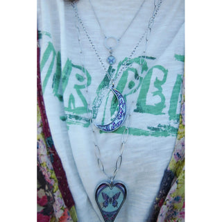 Crescent Moon Butterfly Pendant Necklace