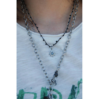 Grey Flower Sun Charm Crochet Necklace
