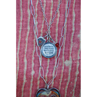 Abstract Heart Pendant Charm Set Necklace