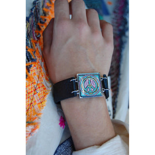 Peace Sign Art Cuff Bracelet