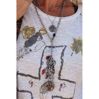 Rustic Chain Drop Butterfly Art Pendant Necklace
