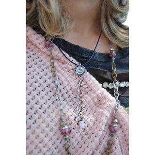 Pink Tree Chain Drop Pendant Necklace