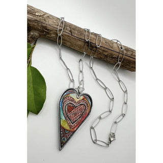 Large Abstract Heart Pendant Necklace