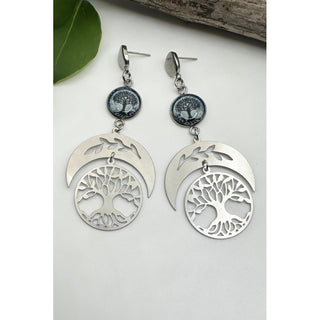 Tree Of Life Dark Blue Tree Drop Earrings