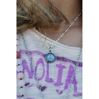 Peace Sign Crochet Necklace