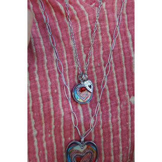 Abstract Heart Pendant Charm Set Necklace