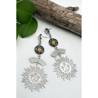 Sun Supernova Charm Drop Earrings