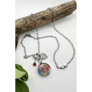 Abstract Heart Pendant Charm Set Necklace