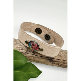 Abstract Heart Leather Pendant Bracelet
