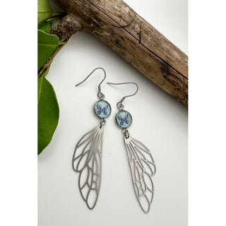 Butterfly Wing Silver Charm Drop Earrings