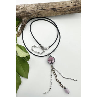 Pink Tree Chain Drop Pendant Necklace