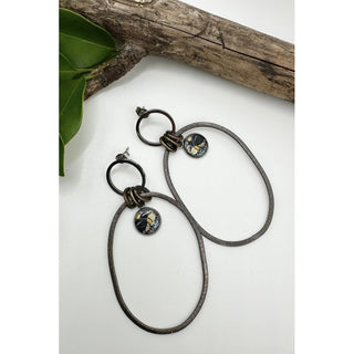 Small Art Raven Double Circle Earrings