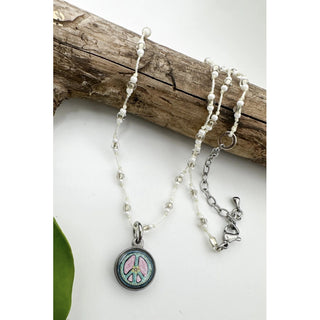 Peace Sign Crochet Necklace
