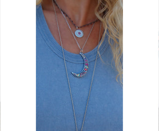 Spirit Lala: Crescent Moon Love Print Pendant Necklace