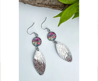 Spirit Lala: Love Print Leaf Drop Earrings