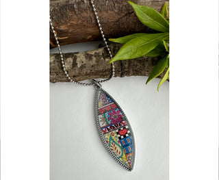 Spirit Lala: Love Print Marquise Pendant Necklace