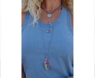 Spirit Lala: Love Print Marquise Pendant Necklace
