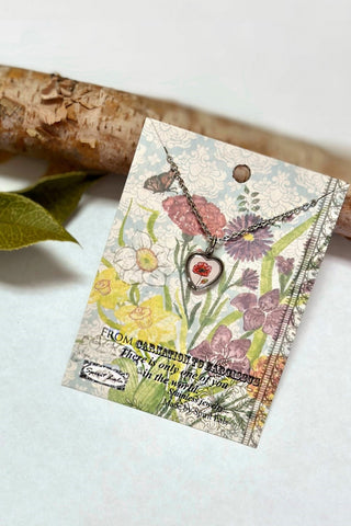 Birth Flower Heart Charm Necklace