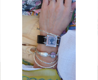 Spirit Lala: Pink Tree Recycled Glass Cuff Bracelet