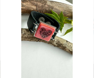 Spirit Lala: Red Heart Recycled Glass Cuff Bracelet