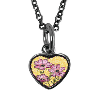 Birth Flower Heart Charm Necklace