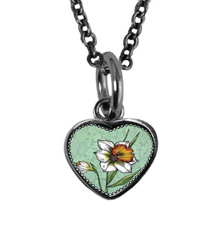 Birth Flower Heart Charm Necklace