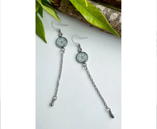 Spirit Lala: Single Strand Drop Earrings in Vintage Sand Dollar