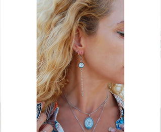Spirit Lala: Single Strand Drop Earrings in Vintage Sand Dollar