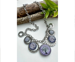 Spirit Lala: Tree of Life Purple 5 Circle Statement Necklace