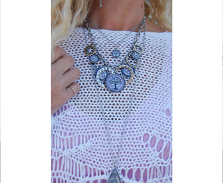 Spirit Lala: Tree of Life Purple 5 Circle Statement Necklace