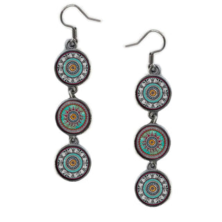 Triple Circle Drop Abstract Vintage Sun Art Earring
