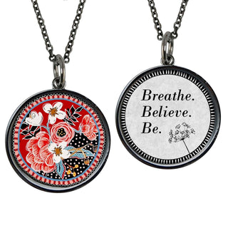 Abstract Red Flower Long Drop Statement Necklace