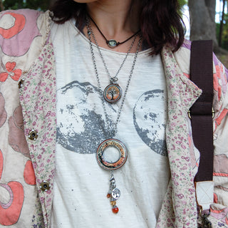 Tree of Life Orange Statement Necklace