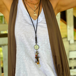 Dragonfly Orange Long Drop Statement Necklace