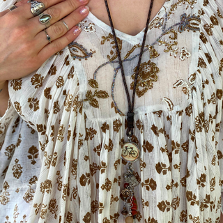 Bicycle Bird Long Drop Statement Necklace