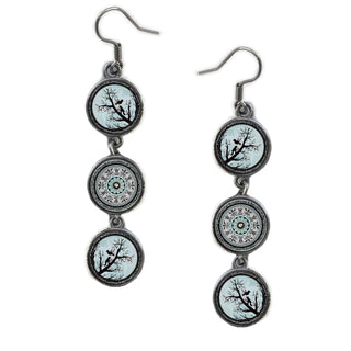 Triple Circle Drop Mandala Tree of Life Earring