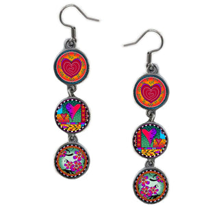 Triple Circle Drop Wild Heart Earring
