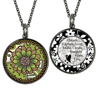 Green Brown Flower Necklace